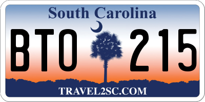SC license plate BTO215