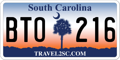 SC license plate BTO216