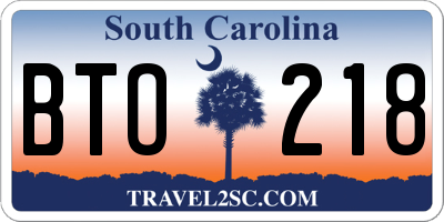 SC license plate BTO218