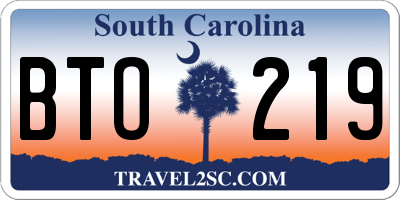 SC license plate BTO219