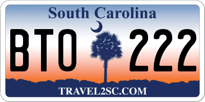 SC license plate BTO222