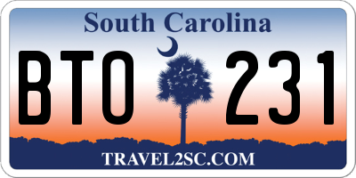 SC license plate BTO231