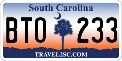 SC license plate BTO233