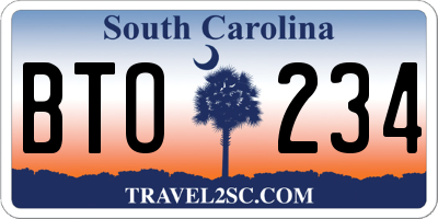 SC license plate BTO234