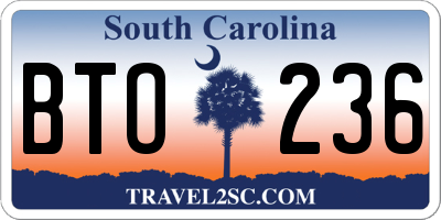 SC license plate BTO236