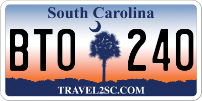 SC license plate BTO240
