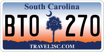 SC license plate BTO270