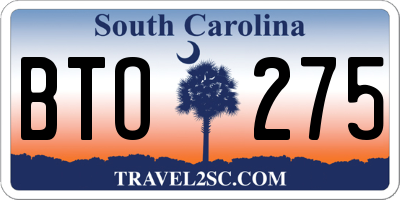 SC license plate BTO275