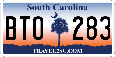 SC license plate BTO283