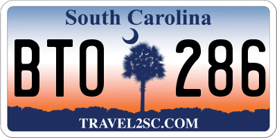 SC license plate BTO286