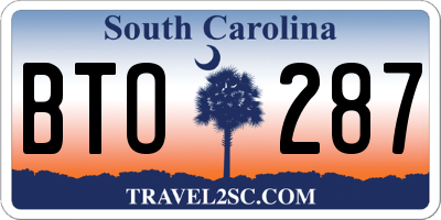 SC license plate BTO287