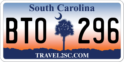 SC license plate BTO296