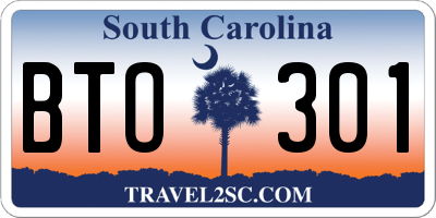 SC license plate BTO301