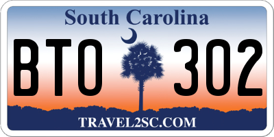 SC license plate BTO302