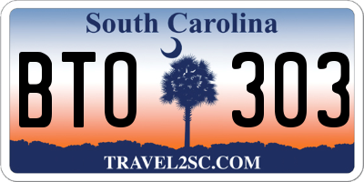 SC license plate BTO303