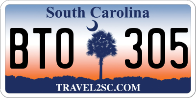 SC license plate BTO305