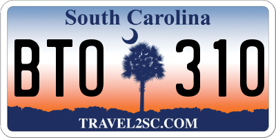 SC license plate BTO310