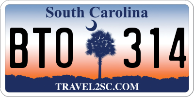 SC license plate BTO314