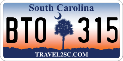 SC license plate BTO315