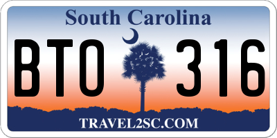 SC license plate BTO316