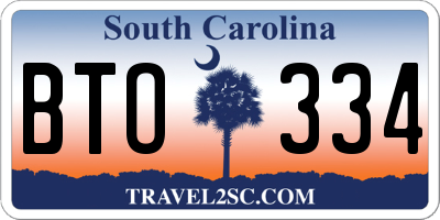 SC license plate BTO334