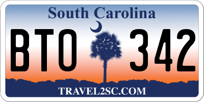 SC license plate BTO342