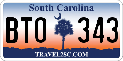 SC license plate BTO343