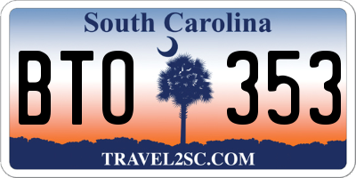 SC license plate BTO353