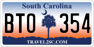 SC license plate BTO354