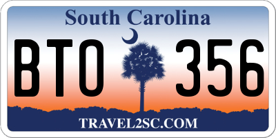 SC license plate BTO356
