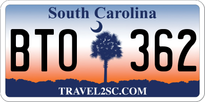 SC license plate BTO362