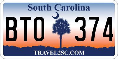 SC license plate BTO374