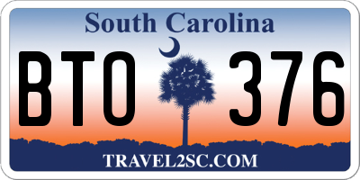 SC license plate BTO376
