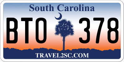 SC license plate BTO378
