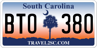 SC license plate BTO380