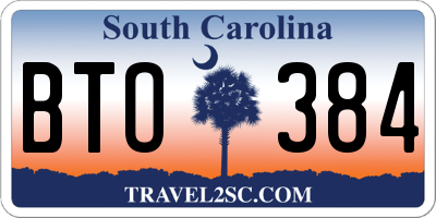 SC license plate BTO384