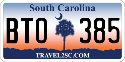 SC license plate BTO385