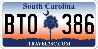 SC license plate BTO386