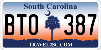 SC license plate BTO387