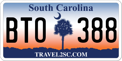 SC license plate BTO388