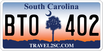 SC license plate BTO402