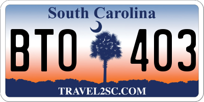 SC license plate BTO403