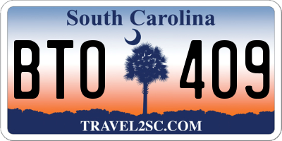 SC license plate BTO409