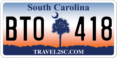 SC license plate BTO418