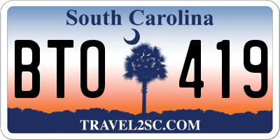 SC license plate BTO419