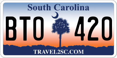 SC license plate BTO420