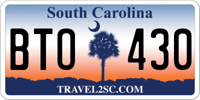 SC license plate BTO430