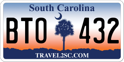 SC license plate BTO432
