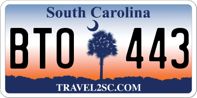 SC license plate BTO443