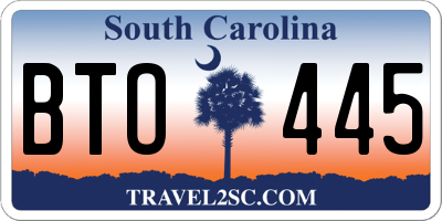 SC license plate BTO445